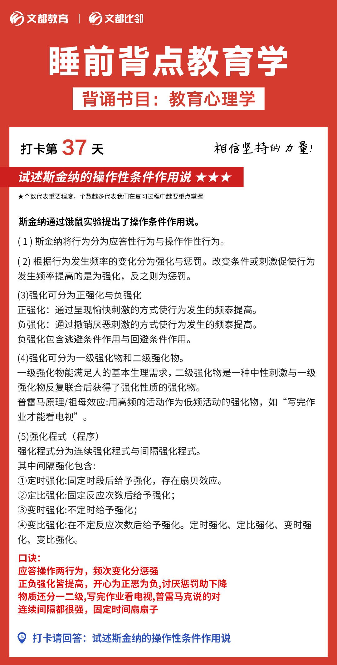 睡前背點(diǎn)教育學(xué)之文都考研：斯金納的操作性條件作用說(shuō)