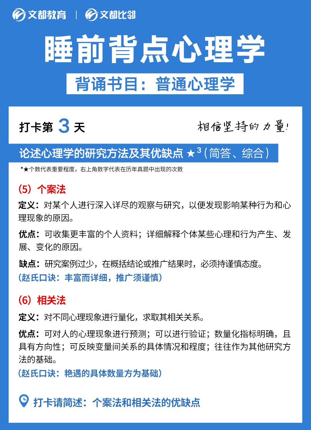 睡前背點心理學之文都考研：和案法和相關法的優(yōu)缺點